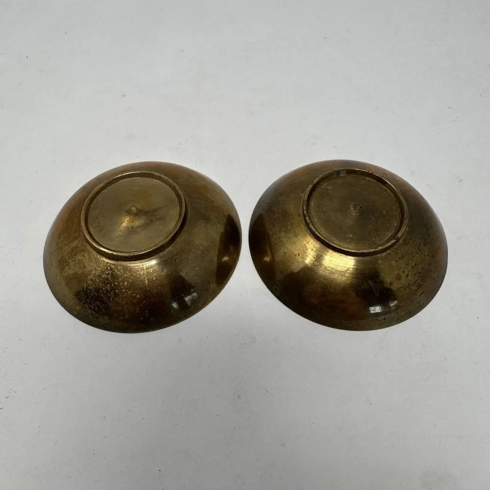 Jerusalem Israel Brass Bowl Handmade Holy Land Menorah Set of 2 Red Blue Jewish